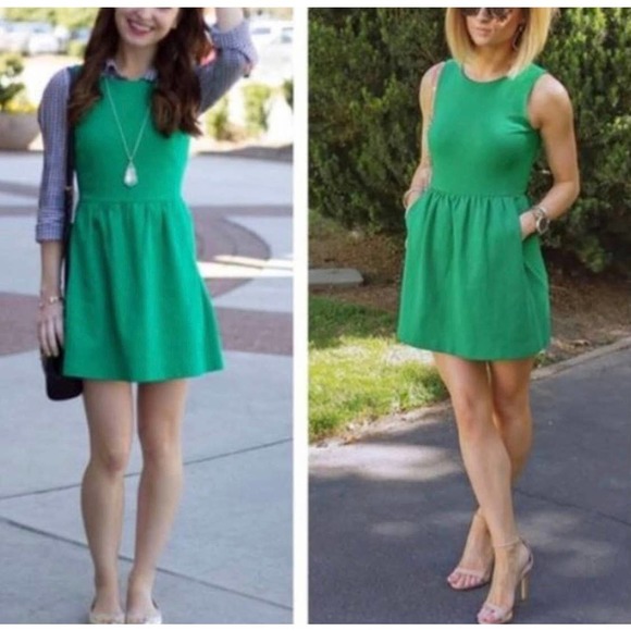 J. Crew Womens Size XXS Sleeveless Kelly Mini Dress in Green Hand Pockets - Picture 8 of 8